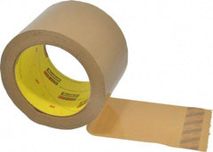 3M - 3" x 55 Yd Natural (Color) Rubber Adhesive Sealing Tape - Polypropylene Film Backing, 3.1 mil Thick, 70 Lb Tensile Strength, Series 375 - Apex Tool & Supply