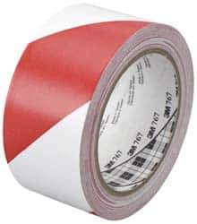3M - Red & White Striped Vinyl Tape - 2" Wide x 108' Long x 0.005" Thick, General Traffic - Apex Tool & Supply