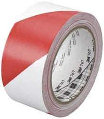 3M - Red & White Striped Vinyl Tape - 2" Wide x 108' Long x 0.005" Thick, General Traffic - Apex Tool & Supply
