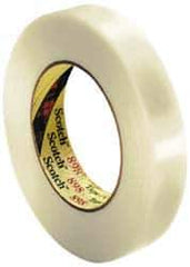 3M - 24mm x 55m Clear Rubber Adhesive Strapping Tape - Hot Melt Synthetic Rubber Resin Backing, 6.6 mil Thick, 380 Lb Tensile Strength, Series 898 - Apex Tool & Supply
