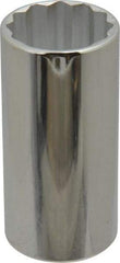 Proto - 1/2" Drive, Deep Hand Socket - 12 Points, 3-1/4" OAL, Chrome Vanadium, Chrome Finish - Apex Tool & Supply