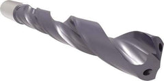 Allied Machine and Engineering - 19.5mm 140° Solid Carbide Jobber Drill - Bright Finish, Right Hand Cut, Spiral Flute, Straight Shank, 7-7/8" OAL, Standard Point - Apex Tool & Supply