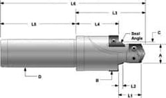 Allied Machine and Engineering - IS0 11926-1, SAE J1926-1/MS-16142 Standard, 1/2-20" Thread, 5 Tube Dash Number, 12° Porting Angle, 29/64" Pilot Diam, 5/8" Shank Diam, Indexable Spade Blade Insert Porting Tool - 2 Porting Inserts, 3.402" Overall Length - Apex Tool & Supply