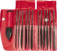 Value Collection - 13 Piece Swiss Pattern File Set - Medium Coarseness, Set Includes Crochet, Flat, Pippin, Round, Slitting, Square, Three Square - Apex Tool & Supply