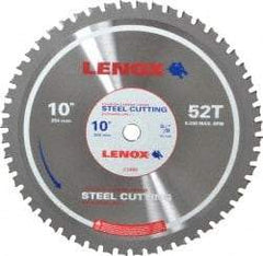 Lenox - 10" Diam, 5/8" Arbor Hole Diam, 52 Tooth Wet & Dry Cut Saw Blade - Titanium Carbide-Tipped, General Purpose Action, Standard Round Arbor - Apex Tool & Supply
