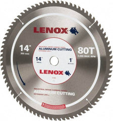 Lenox - 14" Diam, 1" Arbor Hole Diam, 80 Tooth Wet & Dry Cut Saw Blade - Titanium Carbide-Tipped, General Purpose Action, Standard Round Arbor - Apex Tool & Supply