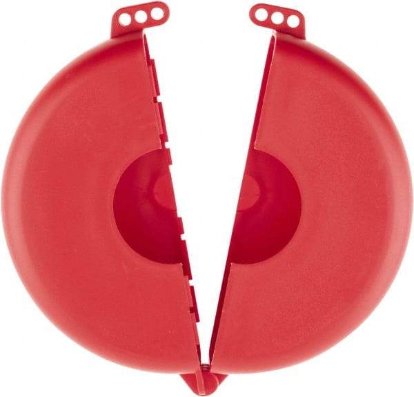 NMC - 6-1/2 to 10 Inch Valve Handle Size, Polypropylene Rotating Gate Valve Wheel Lockout - 3/8 Inch Max Shackle Diameter, Red - Apex Tool & Supply