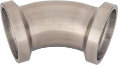 VNE - 2", E-Line Style, Sanitary Stainless Steel Pipe 45° Elbow - Female x Female Connection, Grade 304 - Apex Tool & Supply