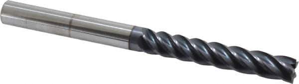 Accupro - 1/2", 3" LOC, 1/2" Shank Diam, 6" OAL, 5 Flute, Solid Carbide Square End Mill - Single End, AlTiN Finish, Spiral Flute, Variable° Helix, Centercutting, Right Hand Cut, Right Hand Flute - Apex Tool & Supply