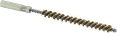 Value Collection - 1/4" Diam Helical Brass Tube Brush - 0.005" Filament Diam, 2-3/8" Brush Length, 4" OAL, 3/16-24 Female Shank - Apex Tool & Supply