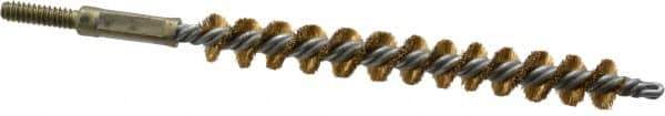 Value Collection - 3/8" Diam Helical Brass Tube Brush - 0.005" Filament Diam, 3-1/8" Brush Length, 5-1/8" OAL, 3/16-24 Male Shank - Apex Tool & Supply