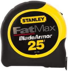 Stanley - 25' x 1-1/4" Yellow Blade Tape Measure - 1/16" Graduation, Inch Graduation Style, Yellow/Black Case - Apex Tool & Supply