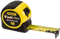 Stanley - 16' x 1-1/4" Yellow Blade Tape Measure - 1/16" Graduation, Inch Graduation Style, Yellow/Black Case - Apex Tool & Supply