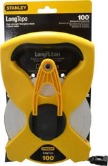 Stanley - 100' x 1/2" Tape Measure - 1/8" & 1/100 & 1/10' Graduation, Engineer Scale Graduation Style, Yellow/Black Case - Apex Tool & Supply