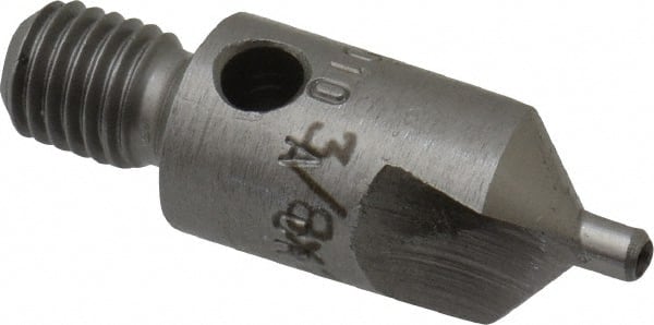 Made in USA - 1-1/8" OAL, 3/8" Head Diam, 2 Flute, 100° Incl Angle, Integral Pilot, Adjustable Stop Countersink - Apex Tool & Supply
