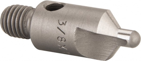 Made in USA - 1-1/8" OAL, 3/8" Head Diam, 2 Flute, 100° Incl Angle, Integral Pilot, Adjustable Stop Countersink - Apex Tool & Supply