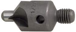 Made in USA - 2-1/2" OAL, 1/2" Head Diam, 3 Flute, 100° Incl Angle, Integral Pilot, Adjustable Stop Countersink - Apex Tool & Supply