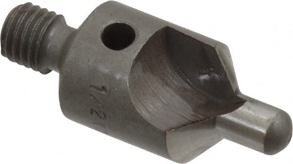 Made in USA - 2-1/2" OAL, 1/2" Head Diam, 2 Flute, 100° Incl Angle, Integral Pilot, Adjustable Stop Countersink - Apex Tool & Supply