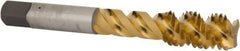 OSG - M12x1.75 Metric Coarse 3 Flute 6H Bottoming Spiral Flute Tap - High Speed Steel, TiN Finish, 3-3/8" OAL, Right Hand Flute, Right Hand Thread - Apex Tool & Supply