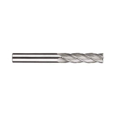 SGS - 5/8", 2-1/4" LOC, 5/8" Shank Diam, 5" OAL, 4 Flute, Solid Carbide Square End Mill - Single End, TiN Finish, Spiral Flute, 30° Helix, Centercutting, Right Hand Cut, Right Hand Flute, Series 1L - Apex Tool & Supply