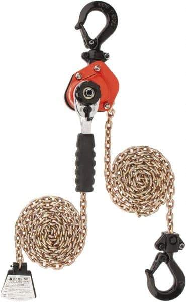 CM - 1,100 Lb Lifting Capacity, 10' Lift Height, Mini-Ratchet Lever Hoist - Made from Chain, 56 Lb Avg Pull to Lift Rated Load, 1 Chain - Apex Tool & Supply