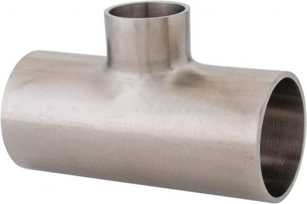 VNE - 1-1/2 x 1-1/2 x 1", Weld Style, Sanitary Stainless Steel Pipe Tee - Butt Weld x Butt Weld x Butt Weld Connection, Grade 316L - Apex Tool & Supply