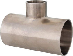 VNE - 2-1/2 x 2-1/2 x 1-1/2", Weld Style, Sanitary Stainless Steel Pipe Tee - Butt Weld x Butt Weld x Butt Weld Connection, Grade 316L - Apex Tool & Supply