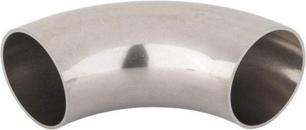 VNE - 2", Unpolished Style, Sanitary Stainless Steel Pipe 90° Elbow - Butt Weld x Butt Weld Connection, Grade 316L - Apex Tool & Supply
