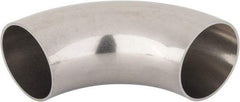 VNE - 2", Unpolished Style, Sanitary Stainless Steel Pipe 90° Elbow - Butt Weld x Butt Weld Connection, Grade 316L - Apex Tool & Supply