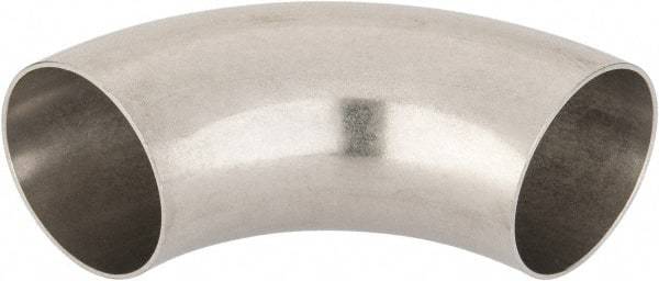 VNE - 2-1/2", Unpolished Style, Sanitary Stainless Steel Pipe 90° Elbow - Butt Weld x Butt Weld Connection, Grade 316L - Apex Tool & Supply