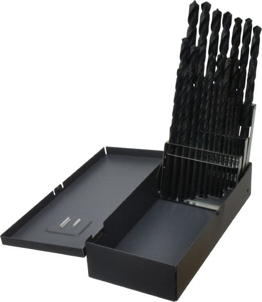 Cleveland - 1/16 to 1/2", 118° Point, Oxide Finish, High Speed Steel Taper Length Drill Bit Set - Apex Tool & Supply