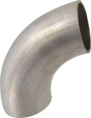 VNE - 1-1/4", Unpolished Style, Sanitary Stainless Steel Pipe 90° Elbow - Butt Weld x Butt Weld Connection, Grade 304 - Apex Tool & Supply
