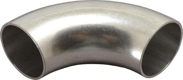 VNE - 1-1/2", Unpolished Style, Sanitary Stainless Steel Pipe 90° Elbow - Butt Weld x Butt Weld Connection, Grade 304 - Apex Tool & Supply