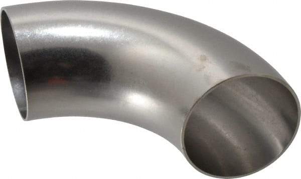 VNE - 2-1/2", Unpolished Style, Sanitary Stainless Steel Pipe 90° Elbow - Butt Weld x Butt Weld Connection, Grade 304 - Apex Tool & Supply
