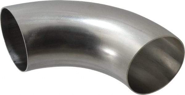 VNE - 3", Unpolished Style, Sanitary Stainless Steel Pipe 90° Elbow - Butt Weld x Butt Weld Connection, Grade 304 - Apex Tool & Supply