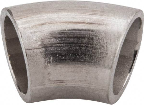 VNE - 3/4", Unpolished Style, Sanitary Stainless Steel Pipe 45° Elbow - Butt Weld x Butt Weld Connection, Grade 304 - Apex Tool & Supply