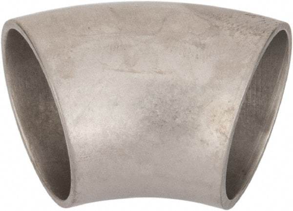 VNE - 1-1/4", Unpolished Style, Sanitary Stainless Steel Pipe 45° Elbow - Butt Weld x Butt Weld Connection, Grade 316L - Apex Tool & Supply