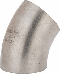VNE - 2", Unpolished Style, Sanitary Stainless Steel Pipe 45° Elbow - Butt Weld x Butt Weld Connection, Grade 316L - Apex Tool & Supply