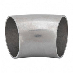 VNE - 1-1/2", Unpolished Style, Sanitary Stainless Steel Pipe 45° Elbow - Butt Weld x Butt Weld Connection, Grade 304 - Apex Tool & Supply