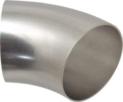 VNE - 4", Unpolished Style, Sanitary Stainless Steel Pipe 45° Elbow - Butt Weld x Butt Weld Connection, Grade 304 - Apex Tool & Supply