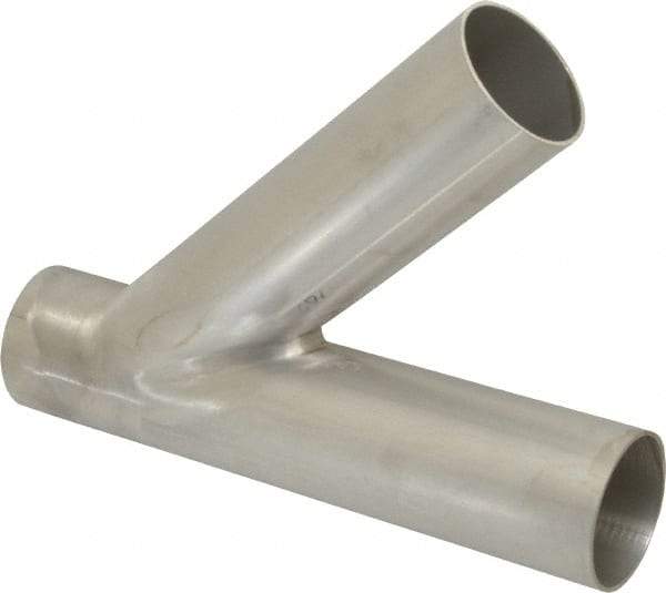 VNE - 2", Unpolished Style, Sanitary Stainless Steel Pipe 45° Lateral - Butt Weld x Butt Weld x Butt Weld Connection, Grade 304 - Apex Tool & Supply
