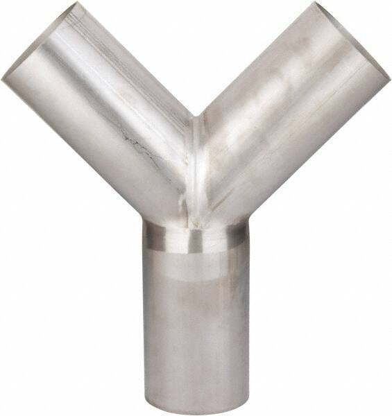 VNE - 4", Unpolished Style, Sanitary Stainless Steel Pipe True Y - Butt Weld x Butt Weld x Butt Weld Connection, Grade 304 - Apex Tool & Supply