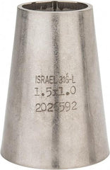 VNE - 1-1/2 x 1", Unpolished Style, Sanitary Stainless Steel Pipe Concentric Reducer - Butt Weld x Butt Weld Connection, Grade 316L - Apex Tool & Supply