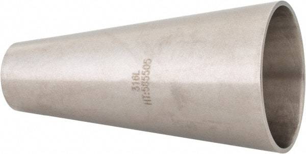 VNE - 2 x 1", Unpolished Style, Sanitary Stainless Steel Pipe Concentric Reducer - Butt Weld x Butt Weld Connection, Grade 316L - Apex Tool & Supply