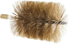 Value Collection - 3-1/2" Diam Helical Brass Tube Brush - 0.016" Filament Diam, 4-1/4" Brush Length, 7-1/2" OAL, 1/2-12 Male Shank - Apex Tool & Supply
