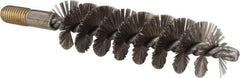 Value Collection - 1-1/4" Diam Helical Stainless Steel Tube Brush - 0.012" Filament Diam, 4-1/4" Brush Length, 7-1/2" OAL, 1/2-12 Male Shank - Apex Tool & Supply