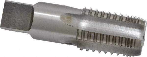 Interstate - 3/4-14 NPT, 5 Flutes, Bright Finish, High Speed Steel, Interrupted Thread Pipe Tap - 29/32 Inch Shank Diameter, 29/32 Inch Shank Diameter, 1-3/8 Inch Thread Length, 0.67 Inch Square Size, Regular Hook - Apex Tool & Supply