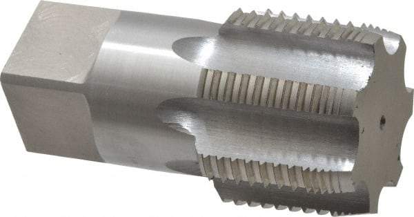 Interstate - 2 - 11-1/2 NPT, 7 Flutes, Bright Finish, High Speed Steel, Interrupted Thread Pipe Tap - 1-7/8 Inch Shank Diameter, 1-7/8 Inch Shank Diameter, 1-3/4 Inch Thread Length, 1.40 Inch Square Size, Regular Hook - Apex Tool & Supply