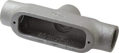 Cooper Crouse-Hinds - Form 5, TB Body, 1" Trade, Rigid Malleable Iron Conduit Body - Oval, 7.05" OAL, 15 cc Capacity, Gray - Apex Tool & Supply