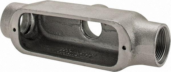 Cooper Crouse-Hinds - Form 5, TB Body, 1-1/4" Trade, Rigid Malleable Iron Conduit Body - Oval, 9" OAL, 33 cc Capacity, Gray - Apex Tool & Supply